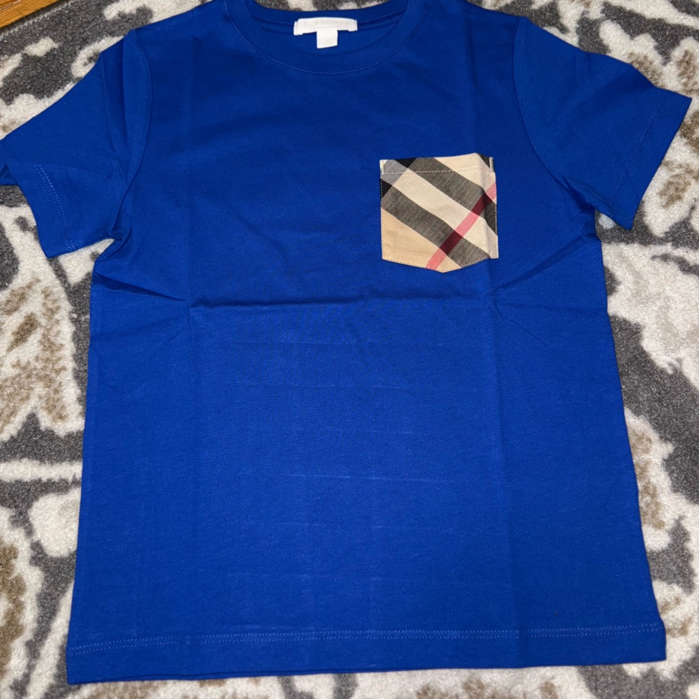 Burberry Royal Blue Tee with Check Accent